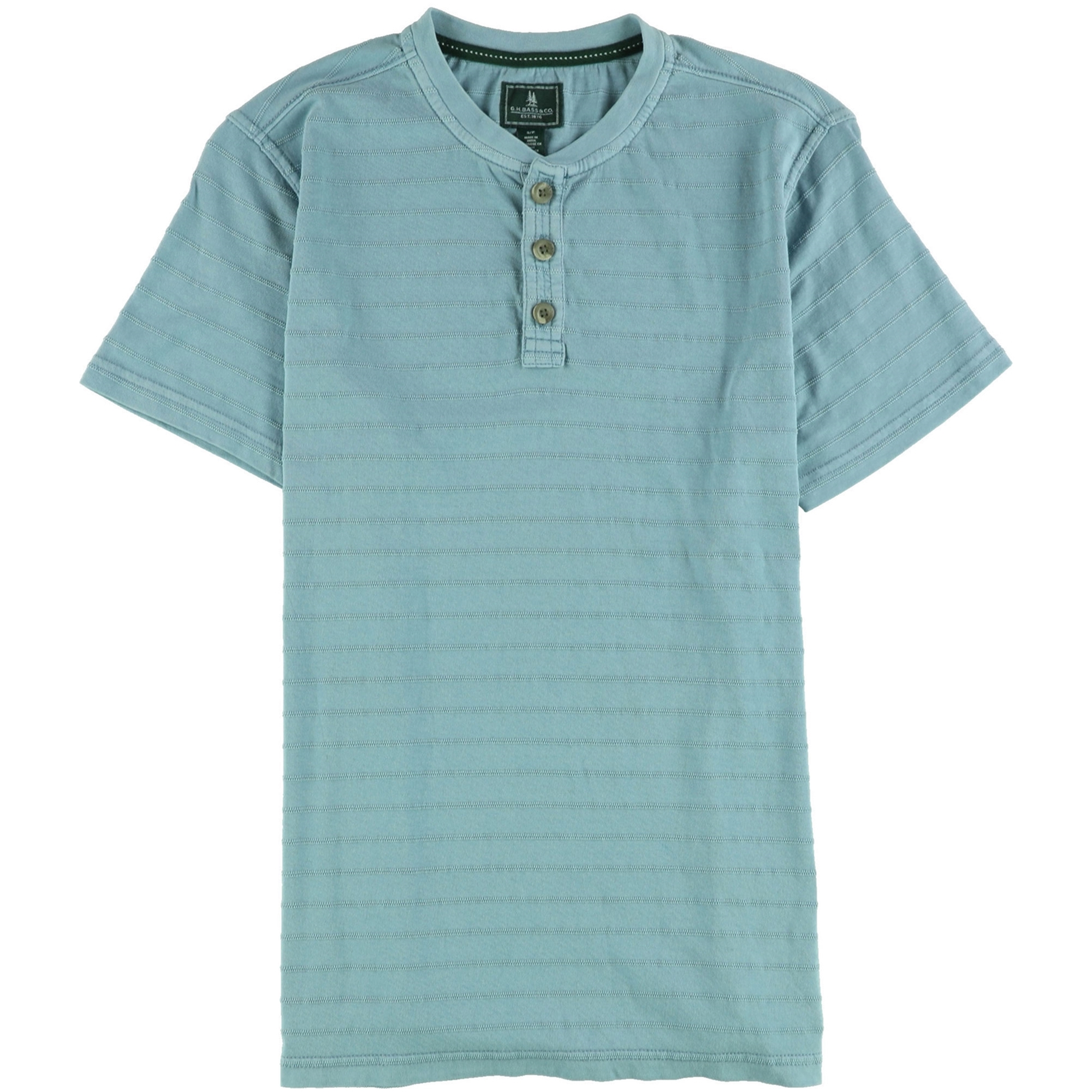 G.H. Bass \u0026 Co. Mens Jack Mountain Textured Henley Shirt, Blue, Small